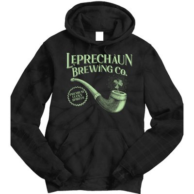 Vintage St Patrick's Day Leprechaun Brewing Co Premium Lucky Spirits Tie Dye Hoodie
