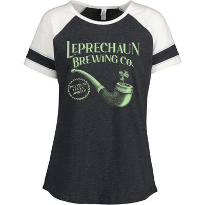 Vintage St Patrick's Day Leprechaun Brewing Co Premium Lucky Spirits Enza Ladies Jersey Colorblock Tee