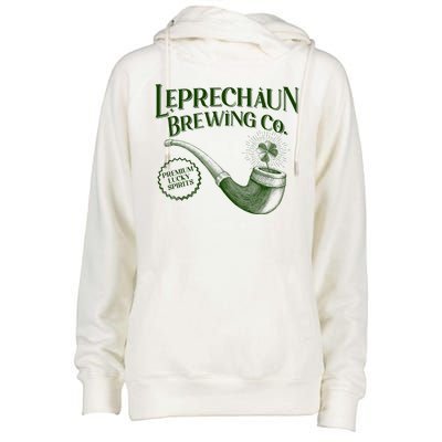 Vintage St Patrick's Day Leprechaun Brewing Co Premium Lucky Spirits Womens Funnel Neck Pullover Hood