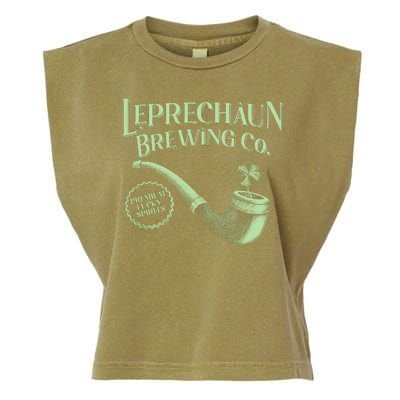 Vintage St Patrick's Day Leprechaun Brewing Co Premium Lucky Spirits Garment-Dyed Women's Muscle Tee