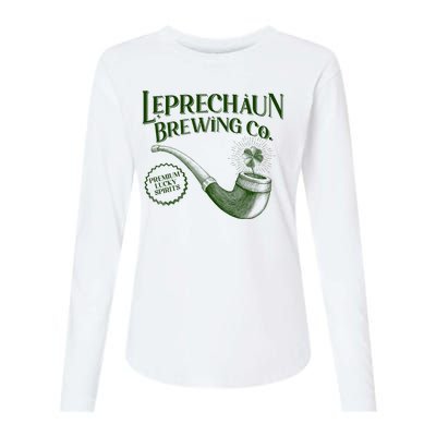 Vintage St Patrick's Day Leprechaun Brewing Co Premium Lucky Spirits Womens Cotton Relaxed Long Sleeve T-Shirt