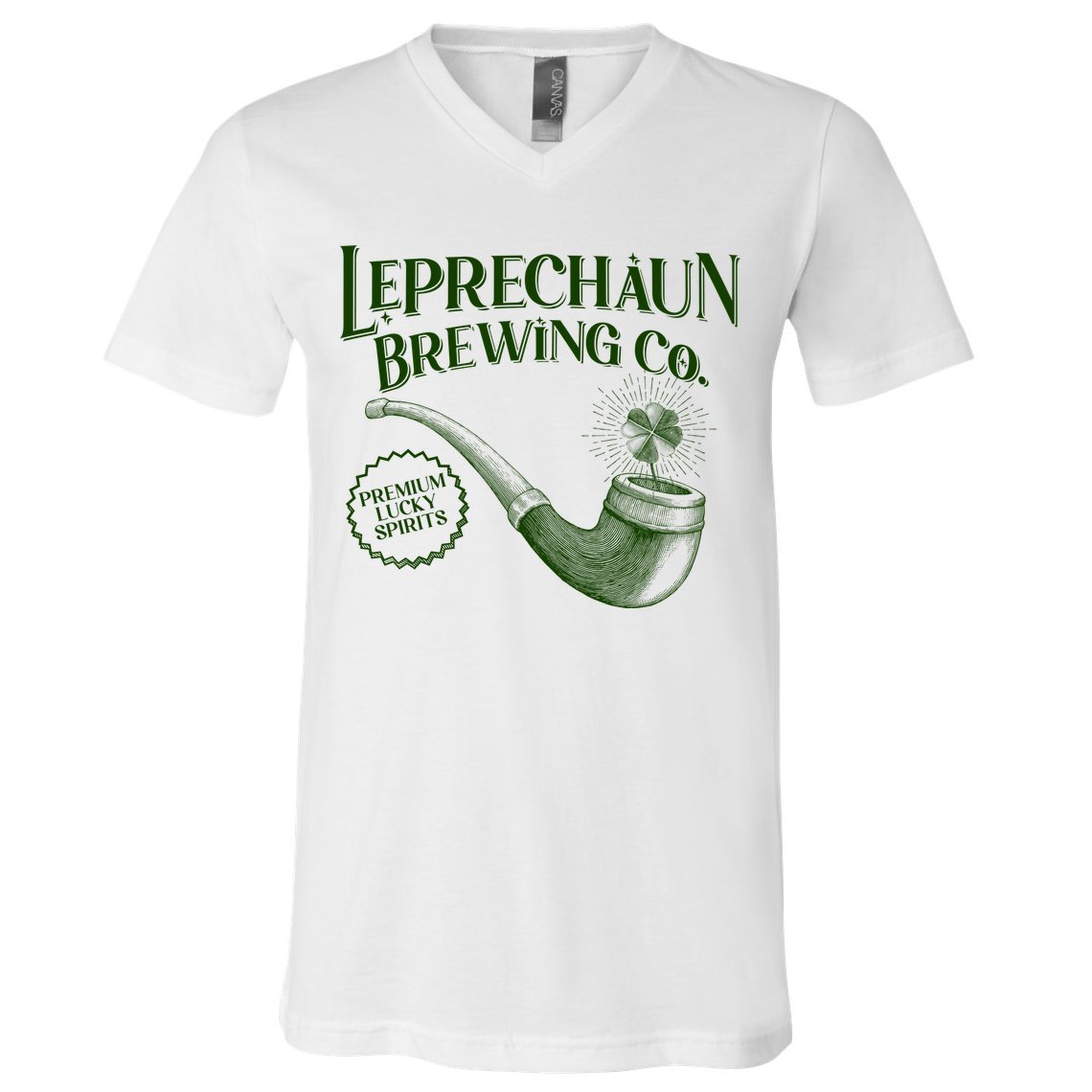Vintage St Patrick's Day Leprechaun Brewing Co Premium Lucky Spirits V-Neck T-Shirt