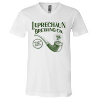 Vintage St Patrick's Day Leprechaun Brewing Co Premium Lucky Spirits V-Neck T-Shirt