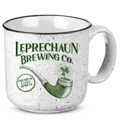 Vintage St Patrick's Day Leprechaun Brewing Co Premium Lucky Spirits 15oz Campfire Ceramic Mug