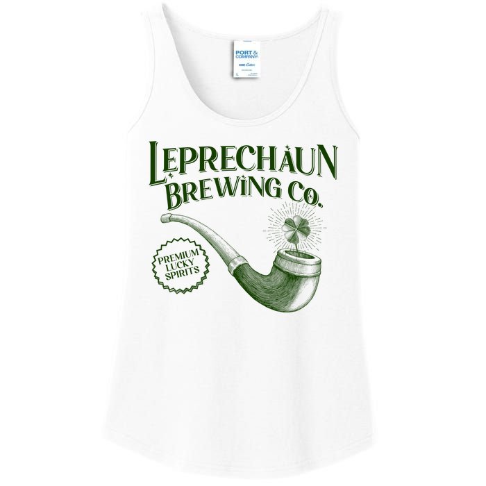 Vintage St Patrick's Day Leprechaun Brewing Co Premium Lucky Spirits Ladies Essential Tank