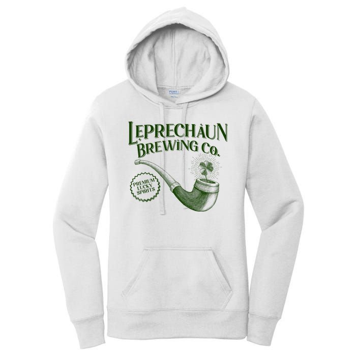 Vintage St Patrick's Day Leprechaun Brewing Co Premium Lucky Spirits Women's Pullover Hoodie