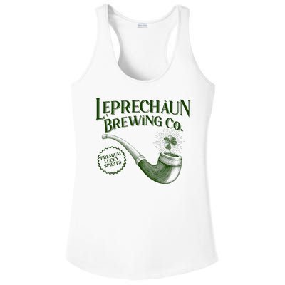 Vintage St Patrick's Day Leprechaun Brewing Co Premium Lucky Spirits Ladies PosiCharge Competitor Racerback Tank