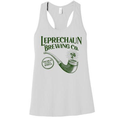 Vintage St Patrick's Day Leprechaun Brewing Co Premium Lucky Spirits Women's Racerback Tank