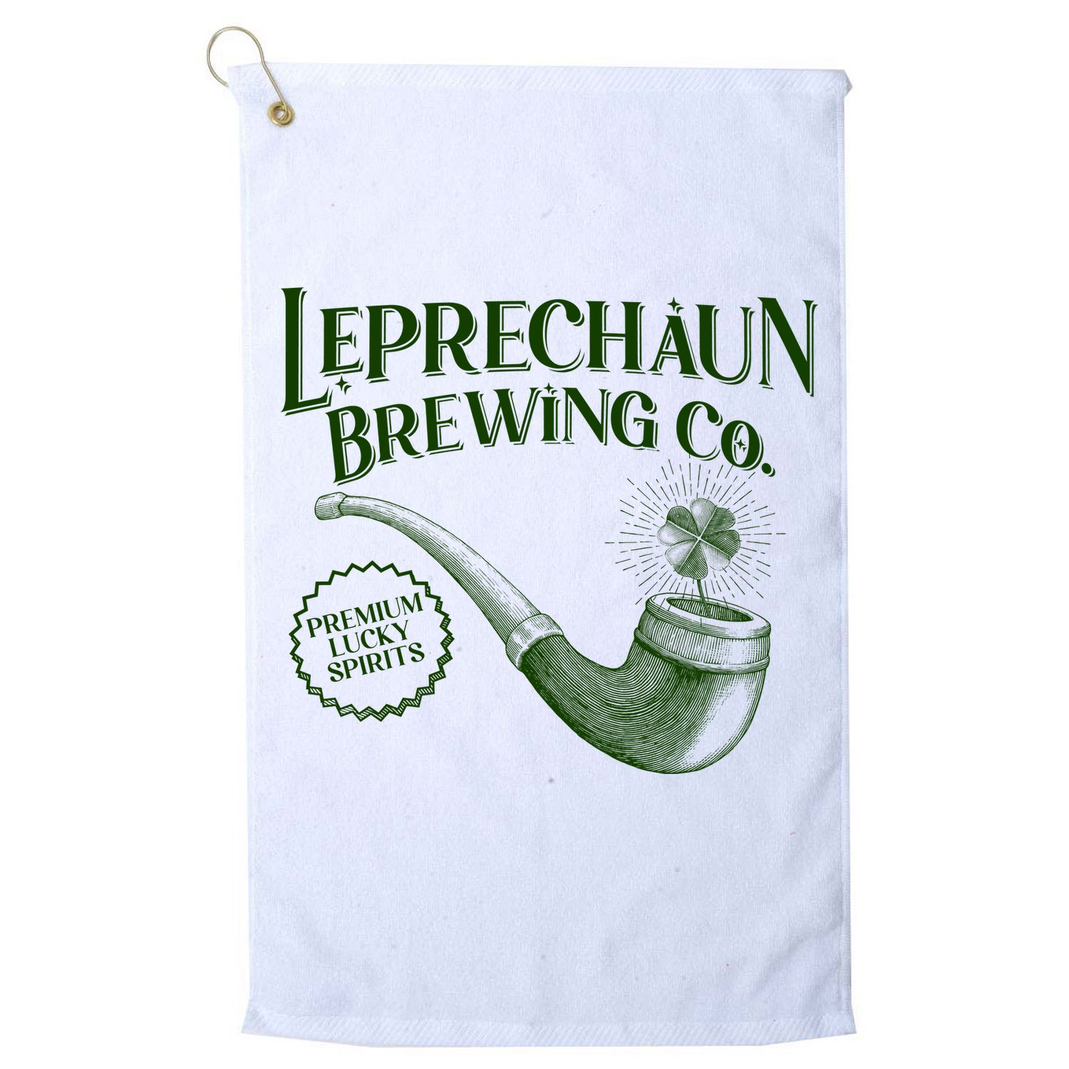 Vintage St Patrick's Day Leprechaun Brewing Co Premium Lucky Spirits Golf Towel