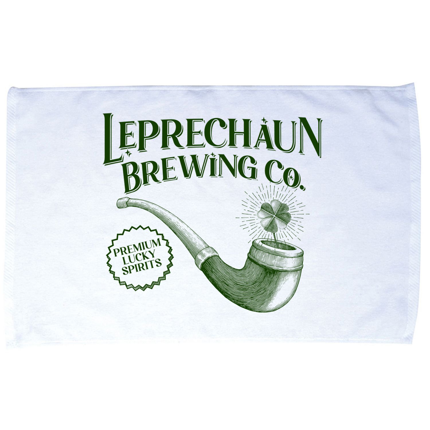 Vintage St Patrick's Day Leprechaun Brewing Co Premium Lucky Spirits Microfiber Hand Towel