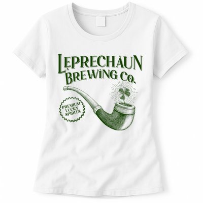 Vintage St Patrick's Day Leprechaun Brewing Co Premium Lucky Spirits Womens T-Shirt