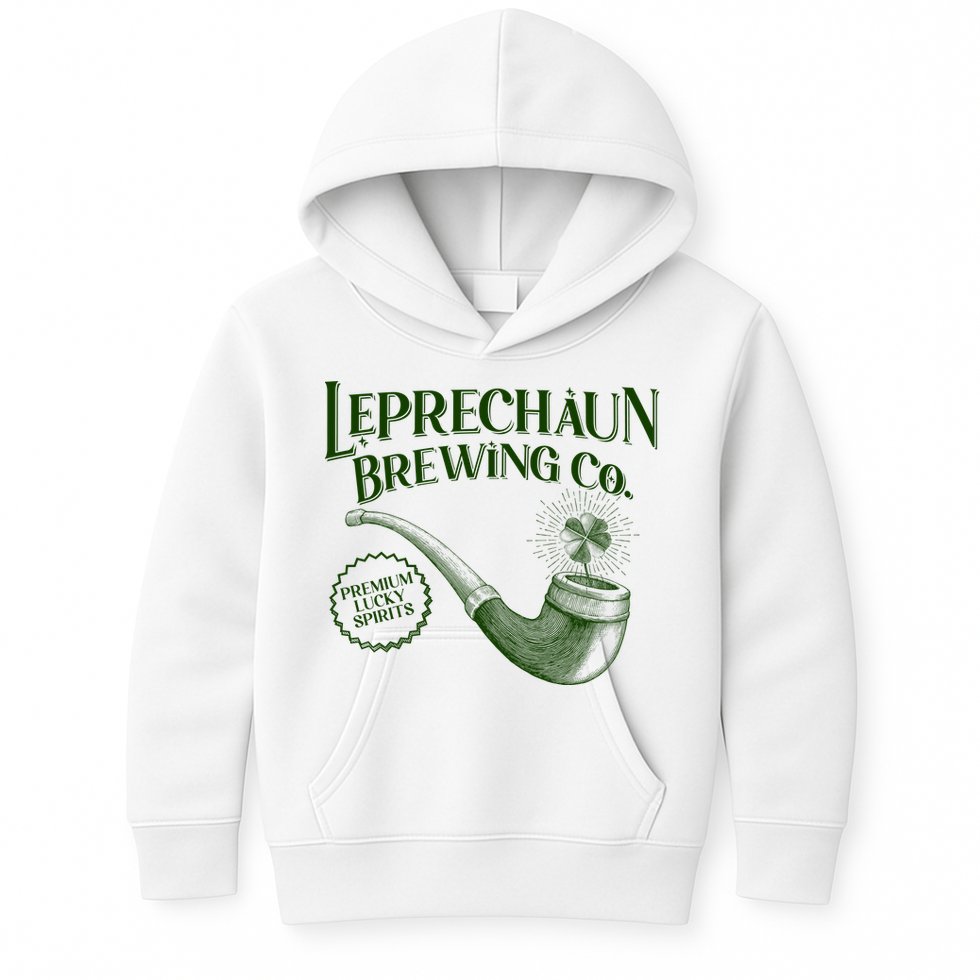 Vintage St Patrick's Day Leprechaun Brewing Co Premium Lucky Spirits Kids Hoodie