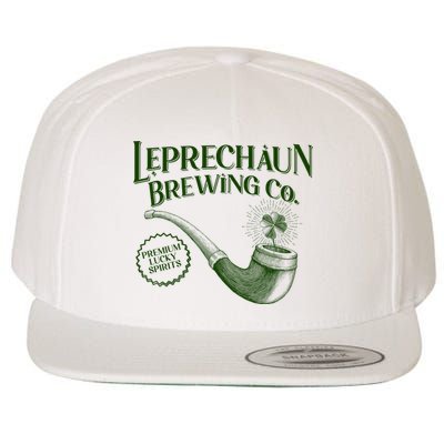 Vintage St Patrick's Day Leprechaun Brewing Co Premium Lucky Spirits Wool Snapback Cap