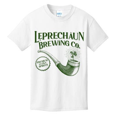 Vintage St Patrick's Day Leprechaun Brewing Co Premium Lucky Spirits Kids T-Shirt