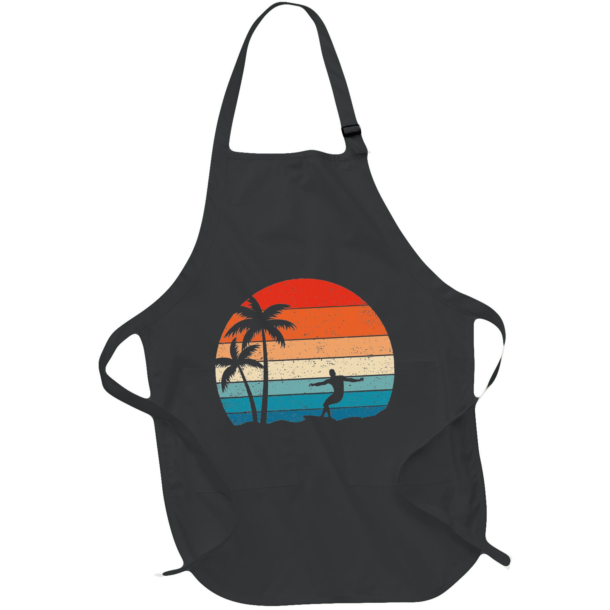 Vintage Sunset Palm Surfer Retro Surfing Beach Surf Apron