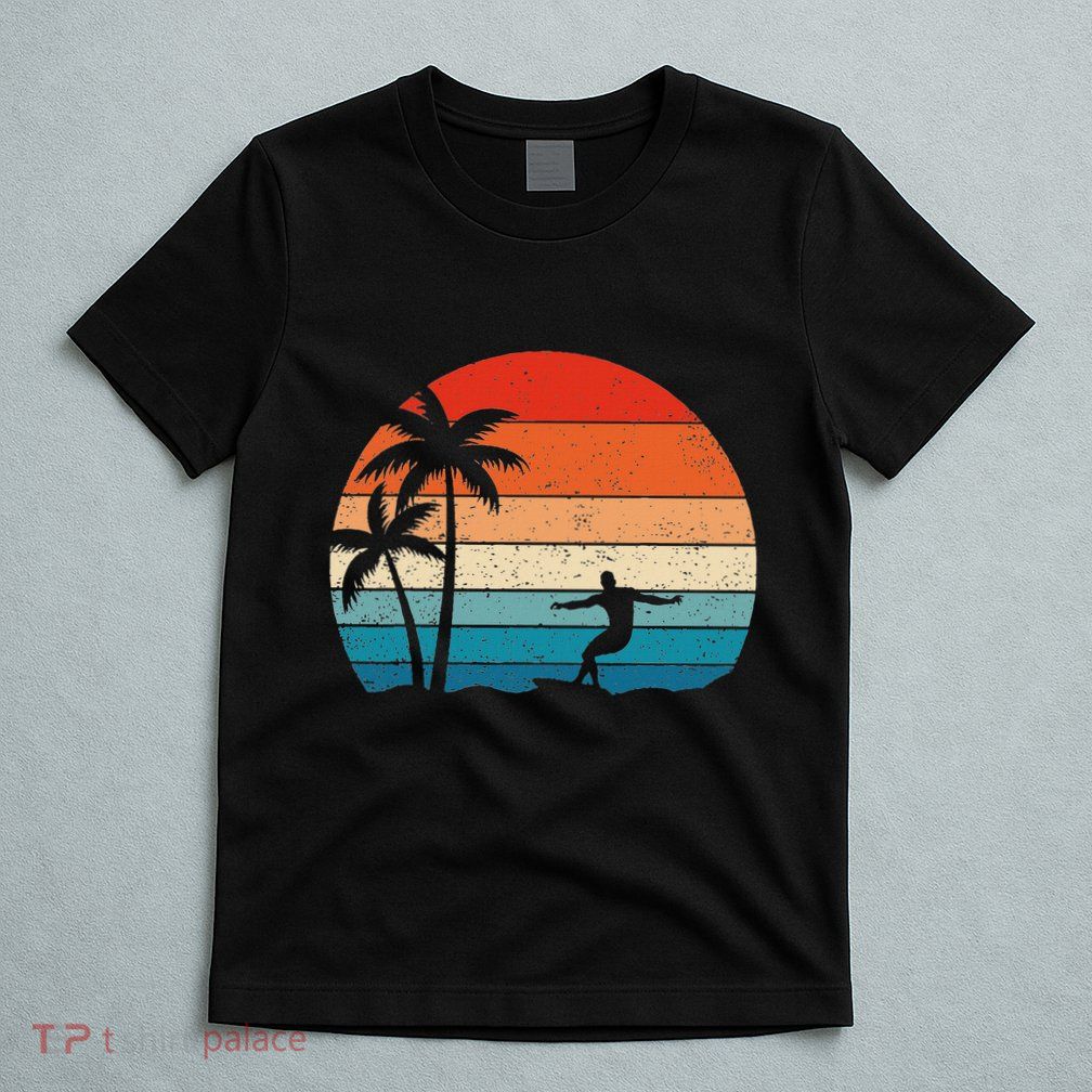 Vintage Sunset Palm Surfer Retro Surfing Beach Surf T-Shirt