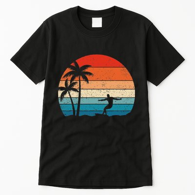 Vintage Sunset Palm Surfer Retro Surfing Beach Surf Tall T-Shirt