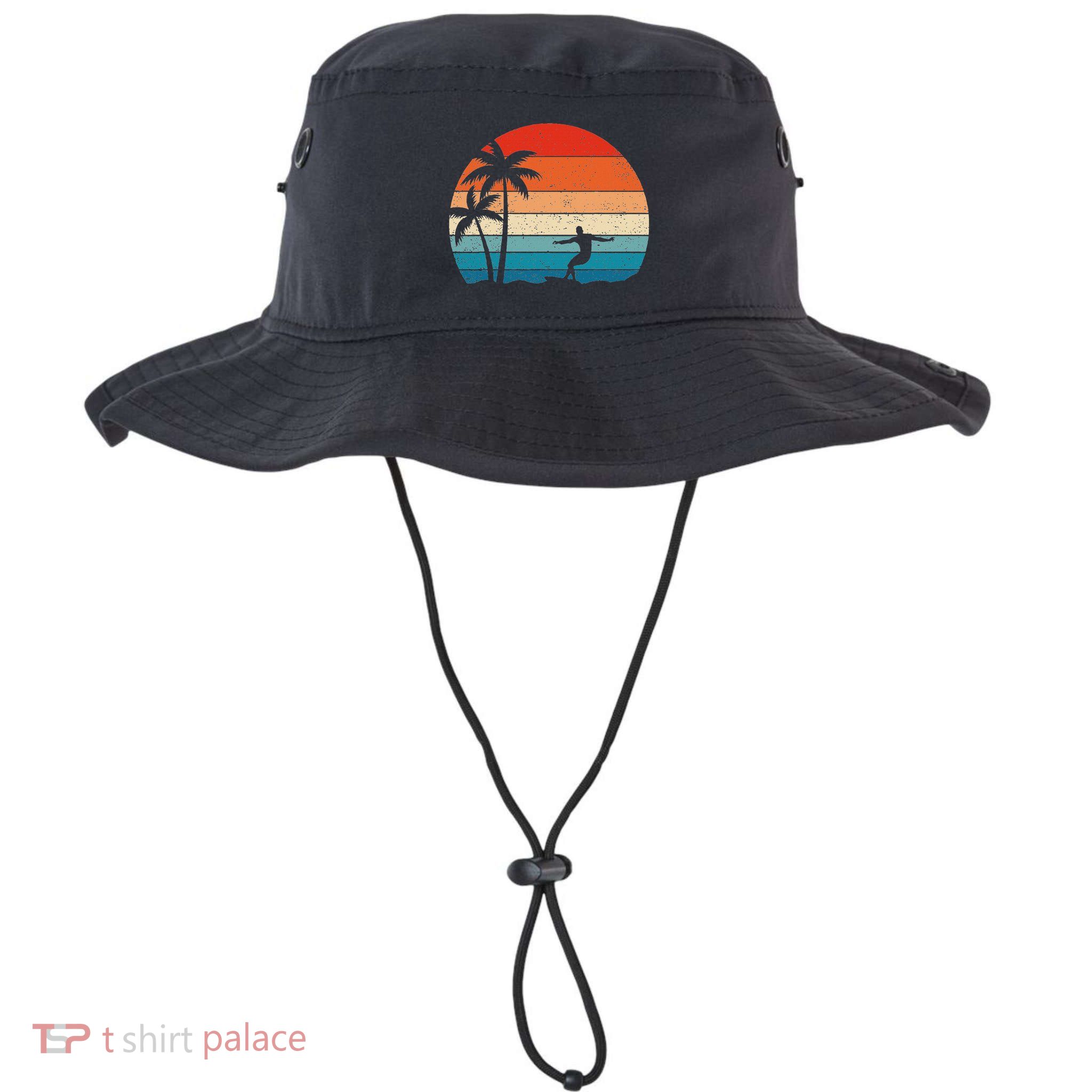 Vintage Sunset Palm Surfer Retro Surfing Beach Surf Bucket Hat