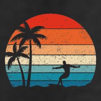 Vintage Sunset Palm Surfer Retro Surfing Beach Surf Beanie