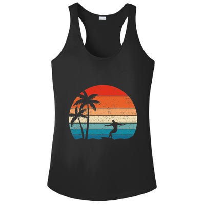 Vintage Sunset Palm Surfer Retro Surfing Beach Surf Ladies PosiCharge Competitor Racerback Tank