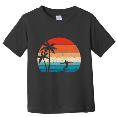 Vintage Sunset Palm Surfer Retro Surfing Beach Surf Toddler T-Shirt
