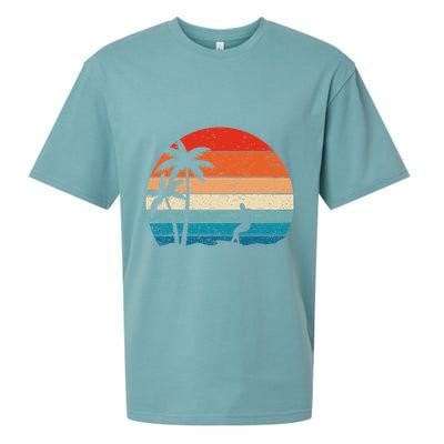 Vintage Sunset Palm Surfer Retro Surfing Beach Surf Sueded Cloud Jersey T-Shirt