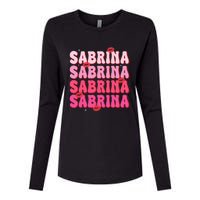 Vintage Sabrina Personalized Name I Love Sabrina Groovy Womens Cotton Relaxed Long Sleeve T-Shirt