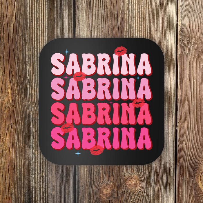 Vintage Sabrina Personalized Name I Love Sabrina Groovy Coaster