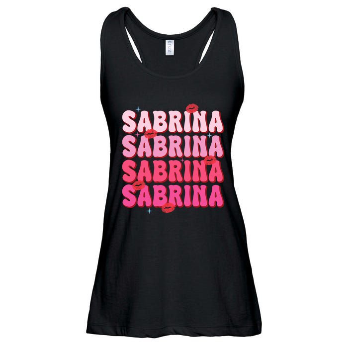 Vintage Sabrina Personalized Name I Love Sabrina Groovy Ladies Essential Flowy Tank