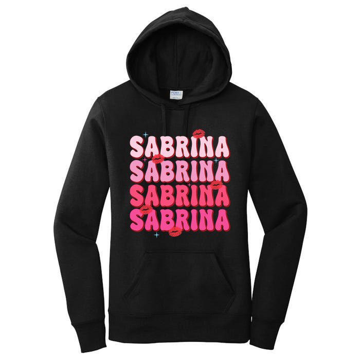 Vintage Sabrina Personalized Name I Love Sabrina Groovy Women's Pullover Hoodie