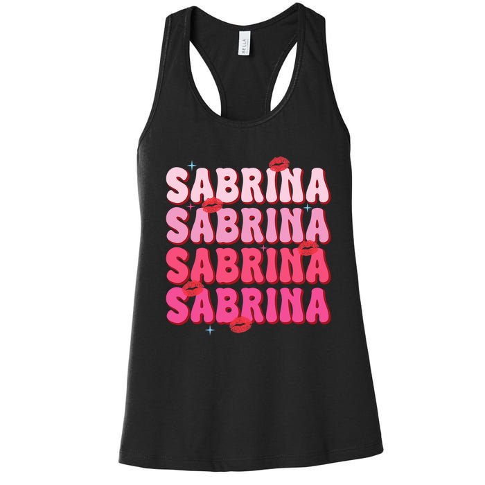 Vintage Sabrina Personalized Name I Love Sabrina Groovy Women's Racerback Tank