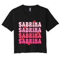 Vintage Sabrina Personalized Name I Love Sabrina Groovy Women's Crop Top Tee