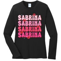 Vintage Sabrina Personalized Name I Love Sabrina Groovy Ladies Long Sleeve Shirt