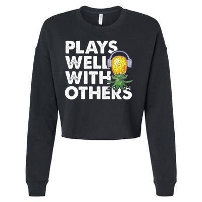 Vintage Swingers Party Upside Down Pineapple Meaningful Gift Cropped Pullover Crew