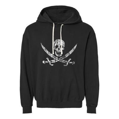 Vintage Skull Pirate Flag Garment-Dyed Fleece Hoodie