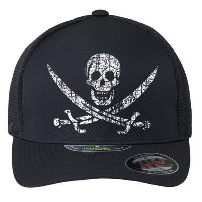 Vintage Skull Pirate Flag Flexfit Unipanel Trucker Cap