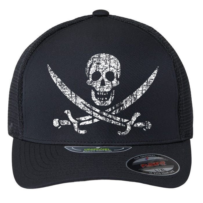 Vintage Skull Pirate Flag Flexfit Unipanel Trucker Cap