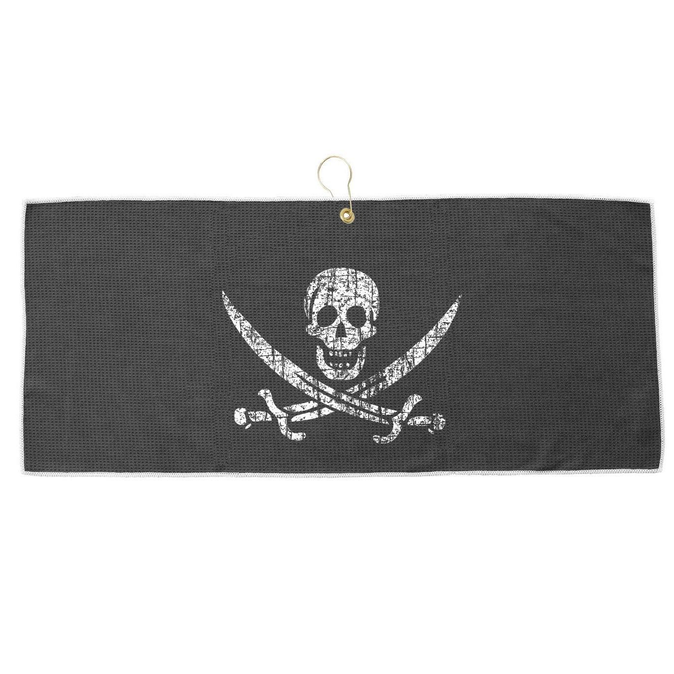 Vintage Skull Pirate Flag Large Microfiber Waffle Golf Towel