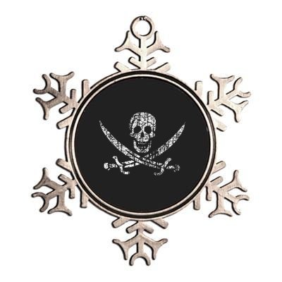 Vintage Skull Pirate Flag Metallic Star Ornament