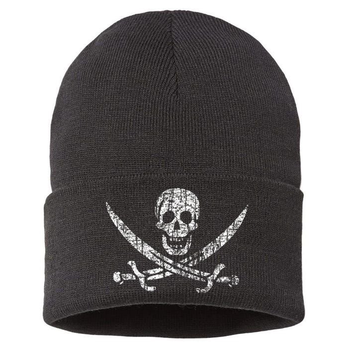 Vintage Skull Pirate Flag Sustainable Knit Beanie