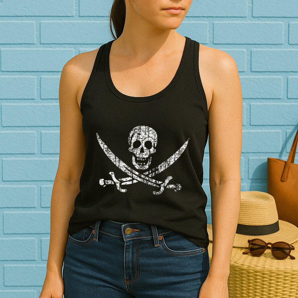 Vintage Skull Pirate Flag Womens Tank Top