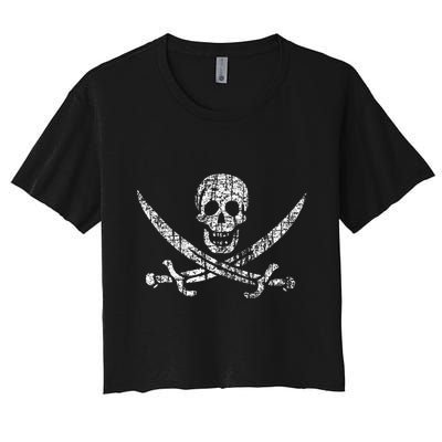 Vintage Skull Pirate Flag Crop Top