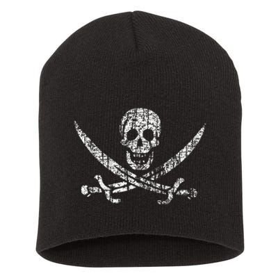 Vintage Skull Pirate Flag Short Acrylic Beanie