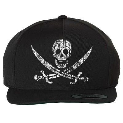 Vintage Skull Pirate Flag Wool Snapback Cap