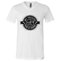 Vintage Surfing Passion Graphic V-Neck T-Shirt