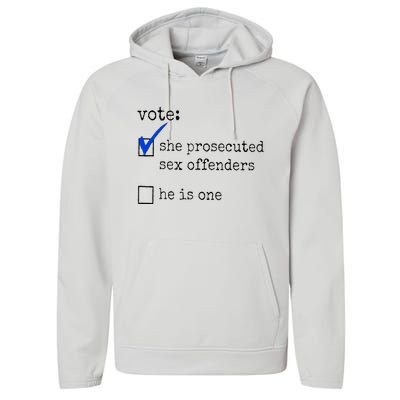 Vote She Prosecuted Sex Offenders He Is One Performance Fleece Hoodie