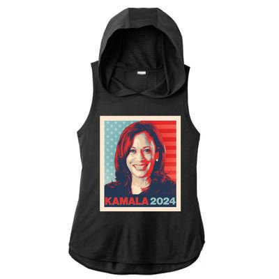 Vintage Style Poster Vote Kamala Harris 2024 Ladies PosiCharge Tri-Blend Wicking Draft Hoodie Tank