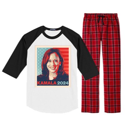 Vintage Style Poster Vote Kamala Harris 2024 Raglan Sleeve Pajama Set