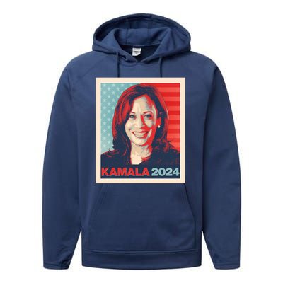 Vintage Style Poster Vote Kamala Harris 2024 Performance Fleece Hoodie