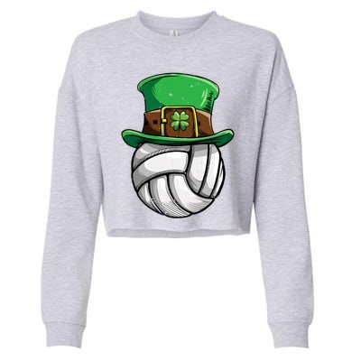 Volleyball St Patricks Day Leprechaun Ball Sports Meaningful Gift Cropped Pullover Crew